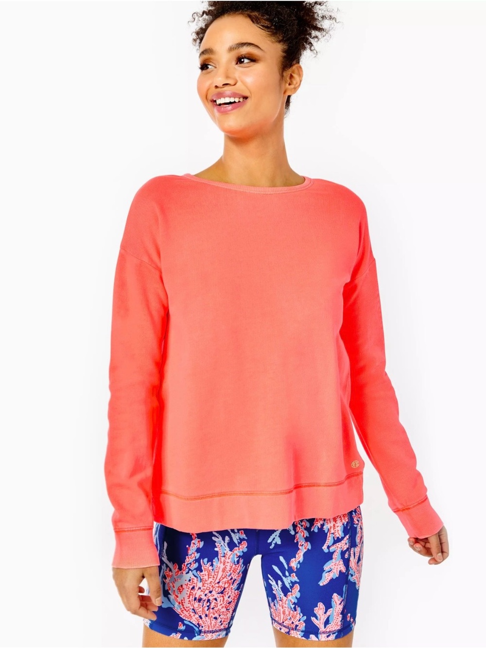 NWOTLilly Pulitzer Luxletic Biscaya Cross-Back Open Back Sweatshirt Cayenne Cora